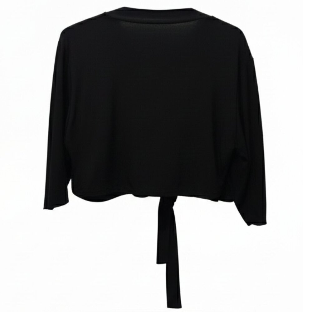 Women’s Black Cropped Tie-Up Cardigan – 2XL - Picture 3 of 6